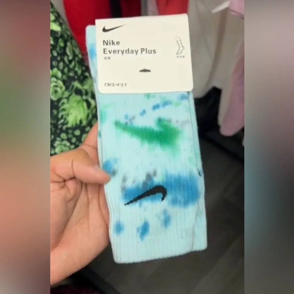 Nike Everyday Plus Dri-Fit Socks Mens Large Tie Dye Blue Green  - NEW WITH TAGS
